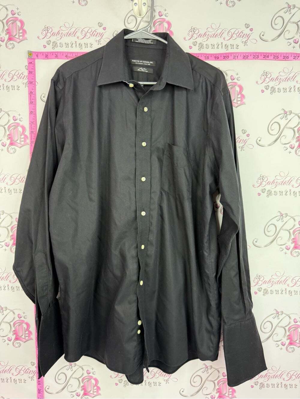 Forsyth of Canada shirt button up non iron Men's Black Long-Sleeve Dress Shirt